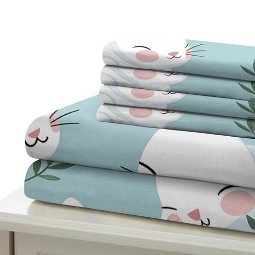 Parure de lit lapins mignons en microfibre pour enfant avec housse de couette 140x200cm