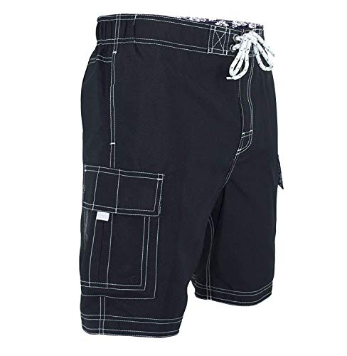 Us Apparel Men's Solid Color Cargo Style Microfiber Board Shorts, Charcoal, Xx-Large #TOP1