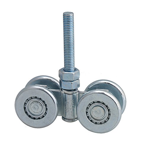 4.6cm Dia Silver Steel H3-3 Adjustable Rail Hanging Trolley Wheel with Nuts