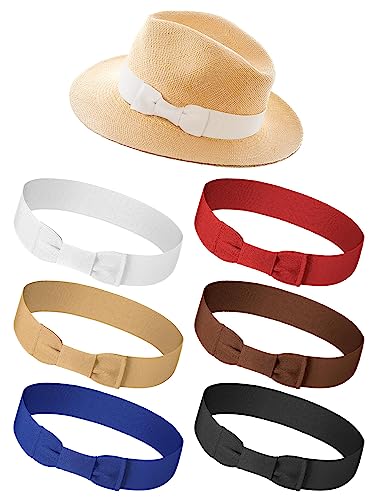 Tigeen 6 Pcs Stretchable Bowknot Hat Band Cowboy Hat Bands for Women Ribbon Panama Accessories(Retro...