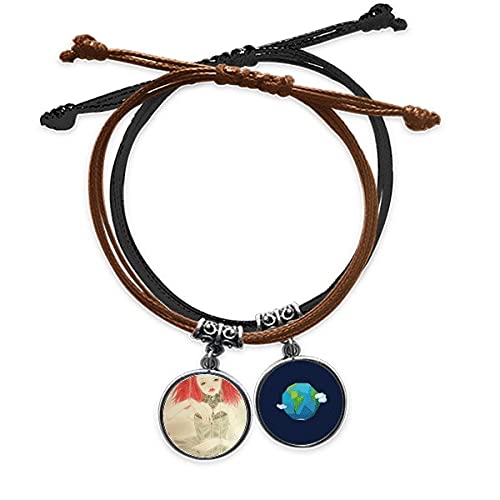 Pulsera de cuero pintura china marioneta de tierra cuerda mano para hombre y mujer