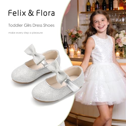 Image of Felix & Flora Toddler Flower Girl Dress Shoes - Girl Ballet Flats Party School Shoes Wedding