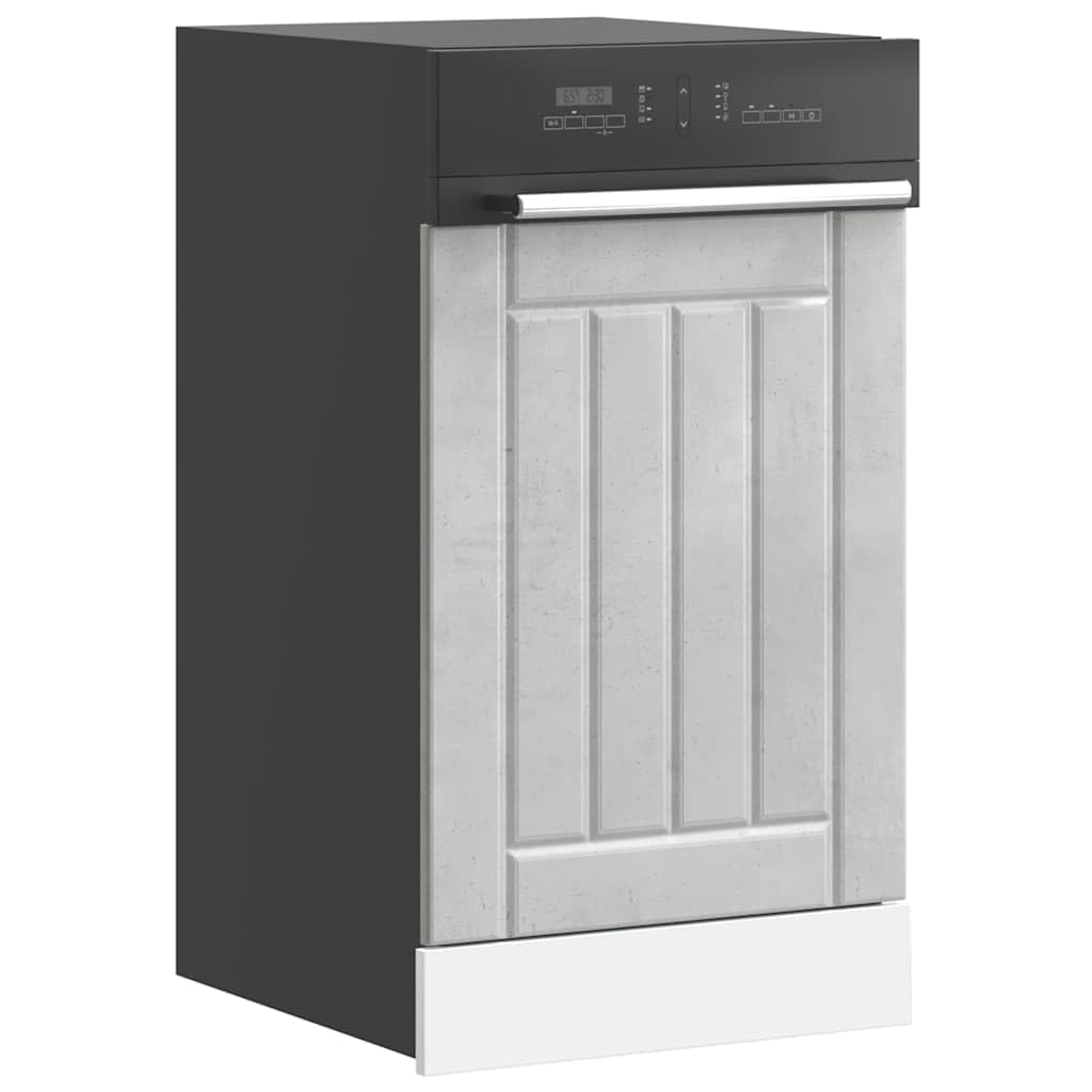 Pannello frontale Lucca per lavastoviglie, 45 x 1,5 x 67 cm, in legno, pannello frontale per lavastoviglie parzialmente integrata, colore grigio cemento, design moderno da cucina