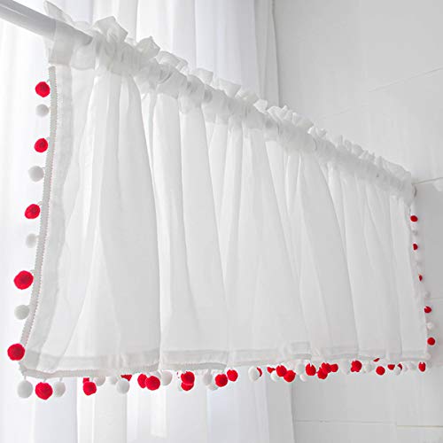 BDGYF Cortinas Blancas Cortas, Cortinas De Café De Cocina De Moda Simples, Media Cortina, Cortinas De Panel De Gasa Semitransparentes, Cortinas De Decoración De Armario Cover