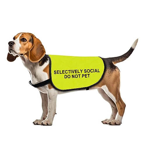 Social Anxiety Dog Jacket Vest Selectively Social Do Not Pet Vest Dog Walking Slogan Warning Vest (Selectively Social-Large)