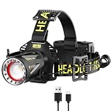 MAXME100 Long Throw Rechargeable Headlamp, Head Lamp, Head Light