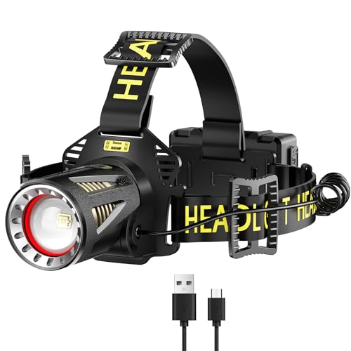 MAXME100 Upgraded Long Throw Headlamp, High Lumen LED Headlamp, Rechargeable, Motion Sensor, Head Flashlight, Super Bright, Explorer