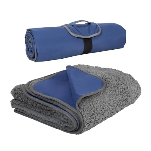 Tirrinia Outdoors Waterproof Throw Blanket, 51”x 59” Sherpa Fleece Stadium Windproof Mat Boat, Traveling, Camping, Hiking, Football - Machine Washable, Navy Blue