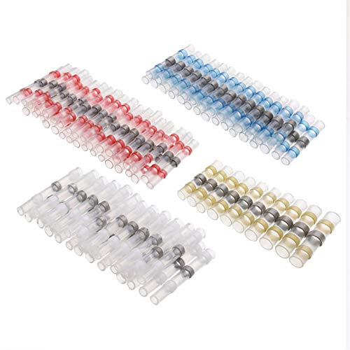 Solder Seal Wire Connectors, 100pcs Self-Solder Heat Shrink Wire Connectors Waterproof Wire Butt Connectors Kit Wire Splice Connector for Marine, Electronics, Aircraft, Truck, Stereo, Joint