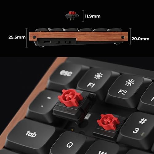 Keychron K3 Ultra 8K Wireless Mechanical Keyboard, 75% Low Profile Hot-Swappable Keyboard, ZMK Powered 550H Battery, Milk POM Switches, Aluminum and Wood Frame, RGB for Mac Windows Linux - Black - 5