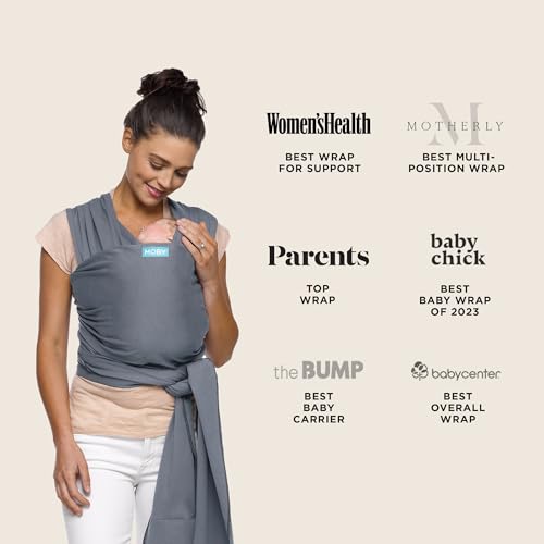 Image of Moby Baby Wrap Carrier Classic for Newborns to Toddlers (8-33lbs), Infant Sling Carrier, Lightweight & Hands Free Design, Adjustable for All Body Types (Flint)