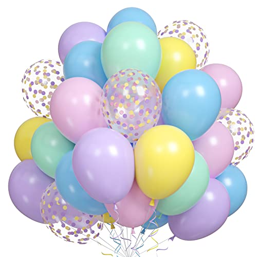 Image of Pastel Balloons Colorful Macaron Pink Blue Yellow Purple Balloon