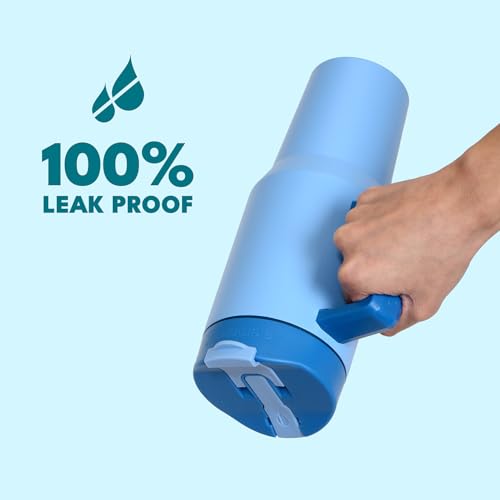 Image of Elemental 100% Leak Proof 32oz Tumbler with Handle & Straw Travel Mug | Stainless Steel Double Wall Insulated Tumbler for Hot and Cold Beverages with Sip & Straw Lid