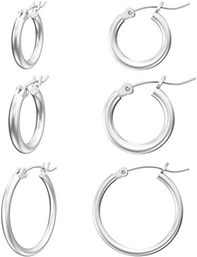Gacimy Small Hoop Earrings for Women, 14K White Gold Plated Hoops with 925 Sterling Silver Post, White Gold 14 16 20mm