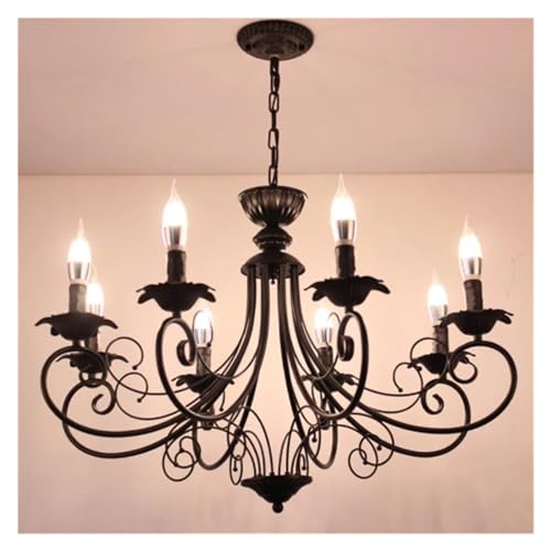 Lustre, V-intage Loft Retro Lustre Cor Preta V-intage Lustre Vela Lâmpada Suspensão Lustres de Ferro