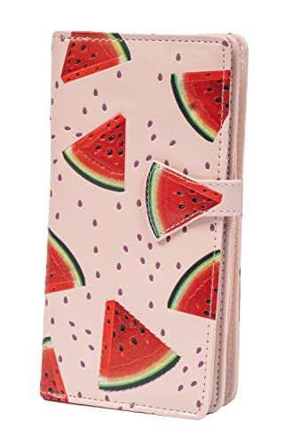 Shag Wear Women's Premium Vegan Clutch Cardholder Zipper Wallet Purse with Pretty Watermelon, Pink
