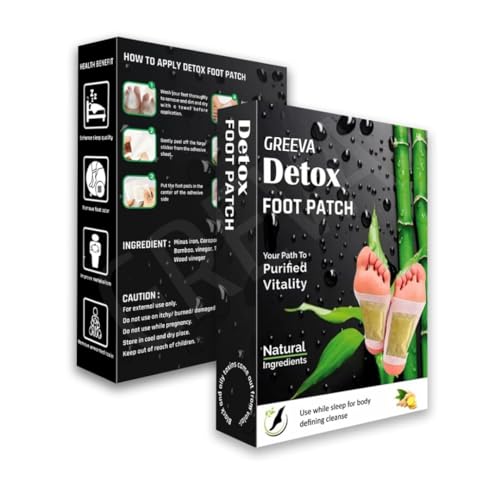 Image of GREEVA Premium Detox Foot Patches 10,Cleansing Toxin Remover Foot Pads,Pain Relief,Stress Relief Sleep Patch For Detoxification,For Men&Women(Pack Of 1=10 Patch)