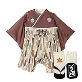 [KOTOBUKIEN] 袴 ロンパース 靴下付き 和装 フォーマル 和柄 カバーオール ドレス ベビー 着物 ベビーウェア お宮参り お食い初め 百日祝い 100日祝い 初節句 七五三 お正月 節句 こどもの日 キッズ 男の子 男児 足袋 80cm モダン