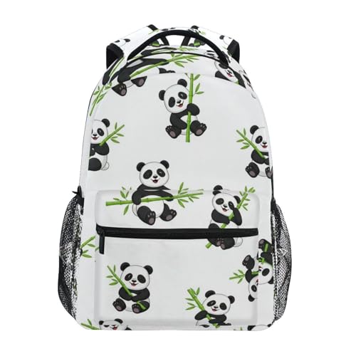 Kids School Bag, Cute Cartoon Pandas White Lightweight Travel Back Pack for Boys Girls Back to School Supplies,16 in