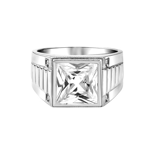 Grande bague en quartz clair pour homme en argent massif haut de gamme