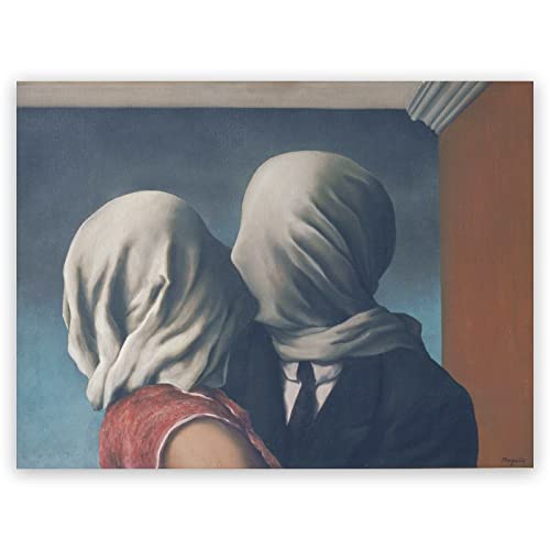 Rene Magritte Canvas Wall Art - The Lovers Poster - Fine Art Prints - Surrealism Painting Modern Home Decor For Living Room Bedroom Unframed (12X16In/30X40Cm) #TOP3