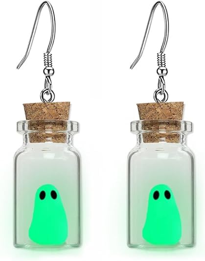 Fantasma Pendientes, Halloween Pendientes Fantasma, Pendiente de Halloweens Fantasmas en Una Botella, Pendiente Halloween Mujeres Niñas, para Halloweens, Máscaras, Fiesta Temática de Terror (B)