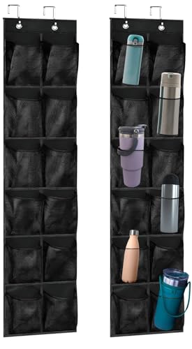 2PCS Water Bottle Organizer – 24 Holder Over The Door Water Bottle Storage Rack For Various Sizes, Kitchen Cabinet, Pantry, Closet, Bedroom, Bathroom