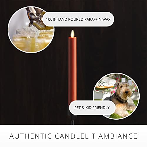 Image of Luminara - Flameless Battery Operated Taper Candle - Burnt Orange - Pack of 1-1x9.5 - LED Flickering Flame - Realistic Safe for Home Kids and Pets