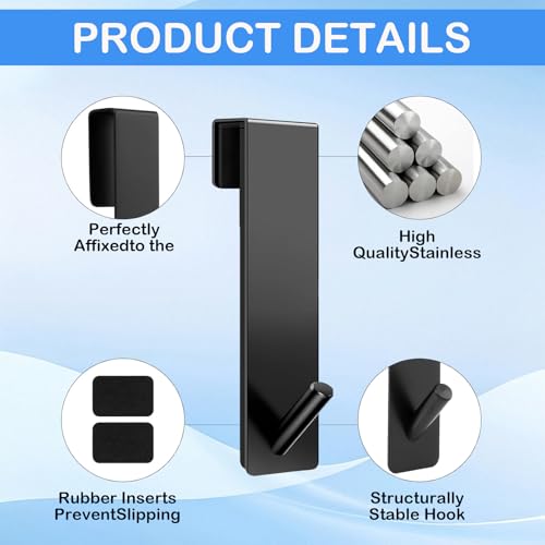 4 Stück Duschhaken ohne Bohren,Edelstahl Handtuchhalter Duschwand,Haken Duschwand mit Schutzmatte,Duschhaken für Glaswand ohne Bohren,Handtuchhalter Dusche Glaswand,für Handtuch und Duschabzieher