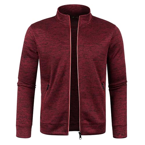 Men's Full Zipper Stand Collar Sweater Cardigan Casual Knit Sweater Loose Fit Sweaters with Zipper Pockets2