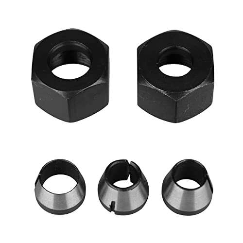 KONDAJI 3 Stück Spannzangen Adapter mit 2 Stück Muttern Fräsmaschinenteile Trimmer Werkzeug Spannzangen für oberfräse Fräsmaschinenteile (6mm, 6.35mm, 8mm) Cover
