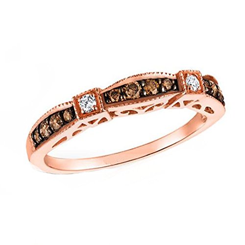 Ginger Lyne Collection Chocolate Anniversary Band Bridal Wedding Ring Rose Gold Over 925 Sterling Silver Cubic Zirconia