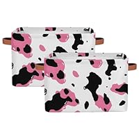Cow Print Storage Bins Basket, Animals Cows Collapsible Rectangle Storage Box ，With Handles Toy Organizer Bin ，for Shelf Closet/Home/Bedroom/Kids Room/Laundry Room ，1(pack)