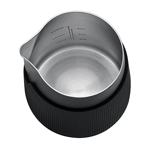 Normcore Griffloser Milchkrug – Espresso Dampfkrug mit rundem Ausguss – 18/8 Edelstahl Milchaufschäumkännchen… – Ansicht 5
