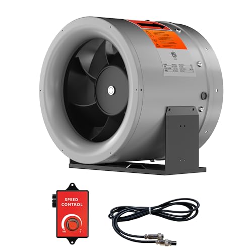 FICBXRA 10 Inch Inline Duct Fan with Speed Controller - EC Motor Ventilation Exhaust Fan for Heating Cooling Booster, Grow Tents, Hydroponics, NSK/SKF bearings, ETL Listed