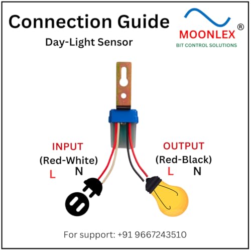 Image of Moonlex Automatic Day Night Sensor Switch 220V AC | LDR Photocell Sensor | 6A Load | Waterproof Outdoor Light Controller for Street Light, Home & Garden Lighting