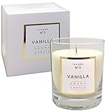 * Ideal auch zum Verschenken 250 g Duftkerze im Glas  12 Düfte zur Auswahl  Duftwachs Kerze mit 114 Std. Brenndauer in edler Geschenkverpackung (Vanilla N°3)