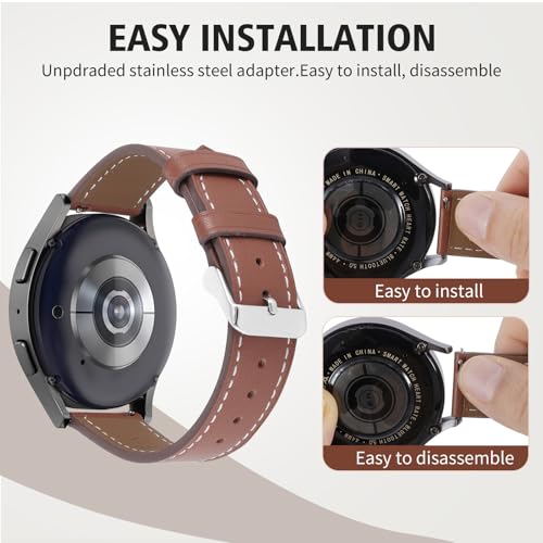 Italy Genuine Leather Watch Bands Men Women Compatible with Samsung Galaxy Watch Band, 20mm 22mm Lugs Watch Straps, Quick Release Wear-resistant Sweat-Resistant Smartwatch Replacement Strap