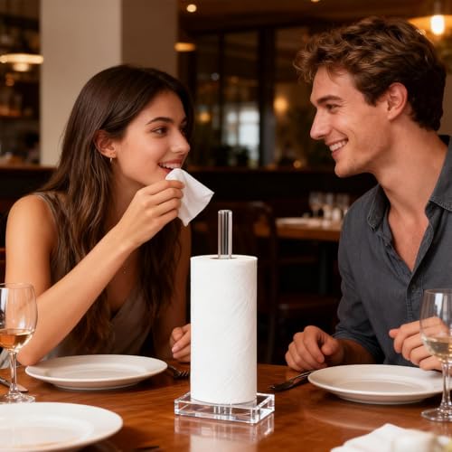Dispensador de pañuelos en acrílico transparente con base estable para armarios de cocina 3