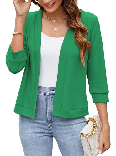Image of Hount Womens 3 /4 Sleeve Cropped Cardigans Lightweight Casual Open Front Bolero Shrugs Sweaters