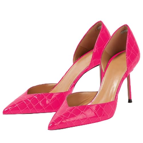 iadore Women Sexy High Stiletto Heel Shoes Chic Patent Crocodile Pointed Toe Slip On Summer Work Comfortable Pumps Size 5-12 US