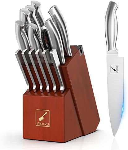 Knife Sets for Kitchen with Block, imarku 15-Pieces High Carbon German Steel Kitchen Knife Set, Ultra Sharp Knife Block Set with Built-in Sharpener, Kitchen Gadgets 2023, Gifts for Mom and Dad