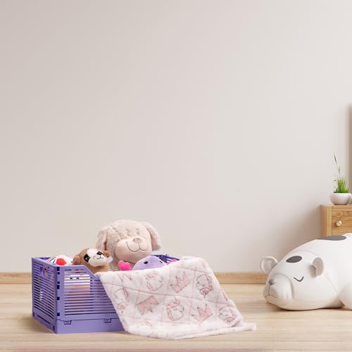 CTG Caixas de plástico dobráveis, 40,6 x 30,5 x 17,8 cm, lilás, 1 pacote, empilhável dobrável cestas