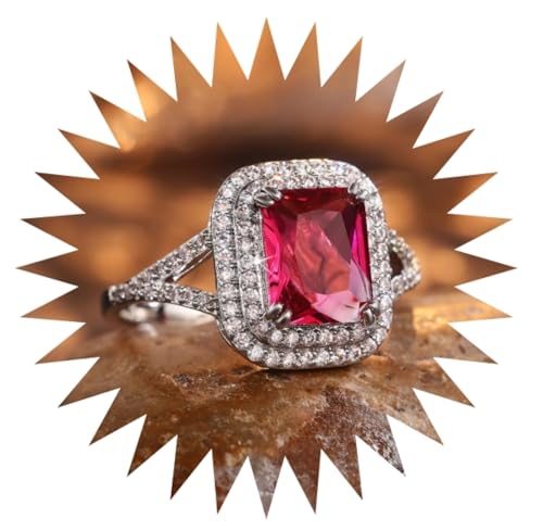 Bague diamant carré de princesse étincelant pour une promesse de mariage élégante
