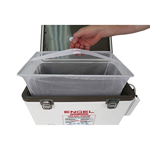 Engel 19Qt Live Bait Cooler Box With 2Nd Gen 2-Speed Portable Aerator Pump. Fishing Bait Station And Minnow Bucket For Shrimp, Minnows, And Other Live Bait - Englbc19-N In White #TOP2