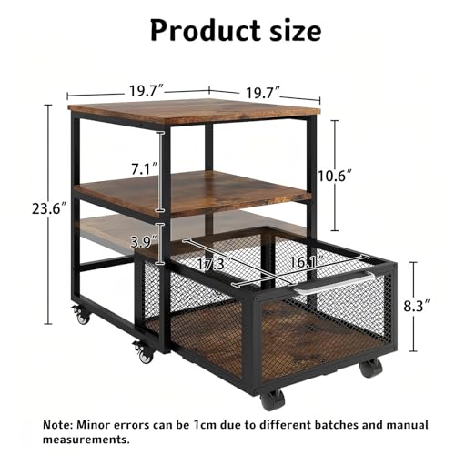 Fridge Stand with Storage, Mobile Fridge Table, Lockable Wheels Basket, Portable Refrigerator Trolley Cart for Home, Kitchen, and Office - Image 2