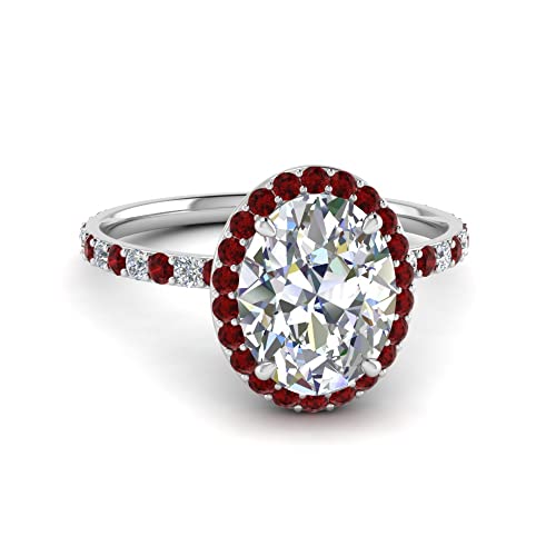 Image of Choose Your Gemstone Oval Halo Ring 925 Sterling Silver Oval Shape Halo Engagement Rings Gemstone Wedding Promise Gift Casual Wear Party Wear Daily Wear Office Wear US Size 4 to 12