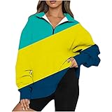 day prime 2023 fall fashion for women 2023 trendy Women 1/4 Zipper Sweatshirts Trendy Graphic Design Pullover Long Sleeve Casual Oversized Hoodies Fall Outfits Clothes Yellow S