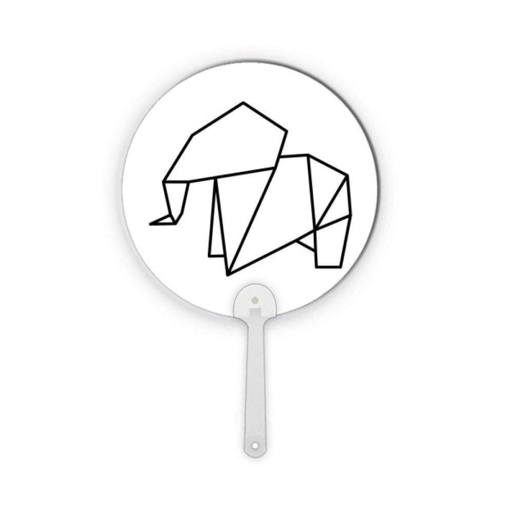 Éventail rond Origa Éléphant en plastique géométrique portable pour décoration