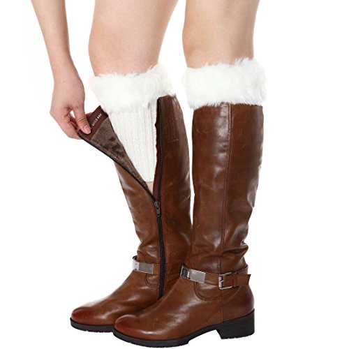 Womens Fur Trim Boot Cuff Top Cover Leg Warmers3